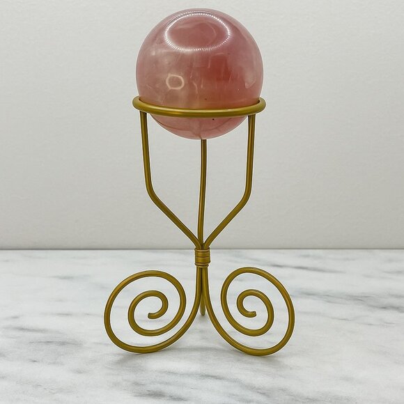 Vintage Gold Metal Spiral Twist Sphere Crystal Ball Stand Orb Stand Crystal Disp - Picture 1 of 5